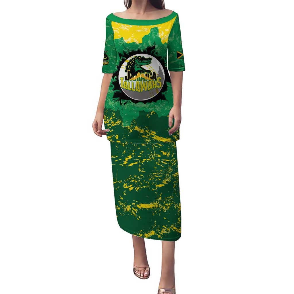 Custom Jamaica Cricket Puletasi Go Champions Tallawahs Grunge Style