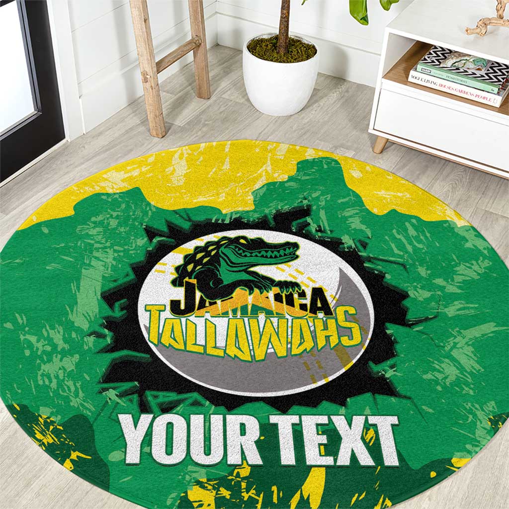 Custom Jamaica Cricket Round Carpet Go Champions Tallawahs Grunge Style