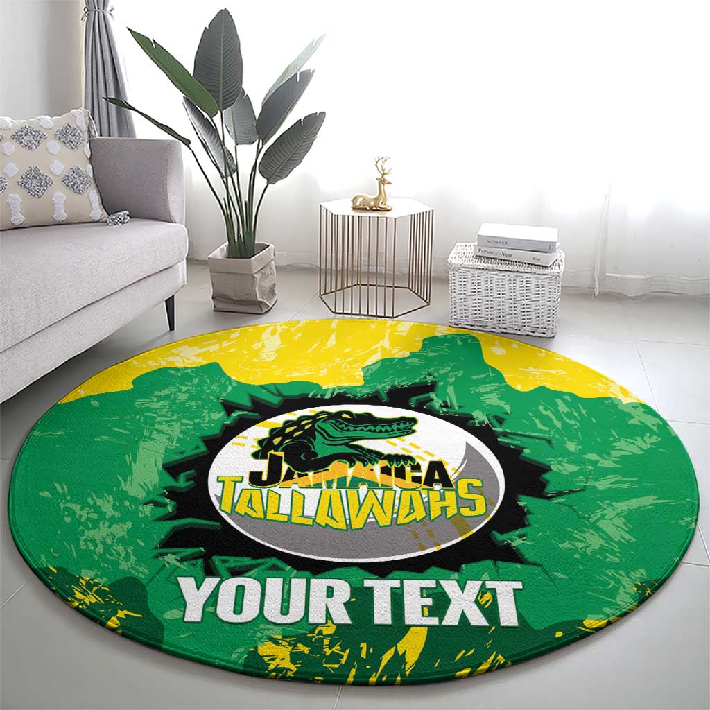 Custom Jamaica Cricket Round Carpet Go Champions Tallawahs Grunge Style