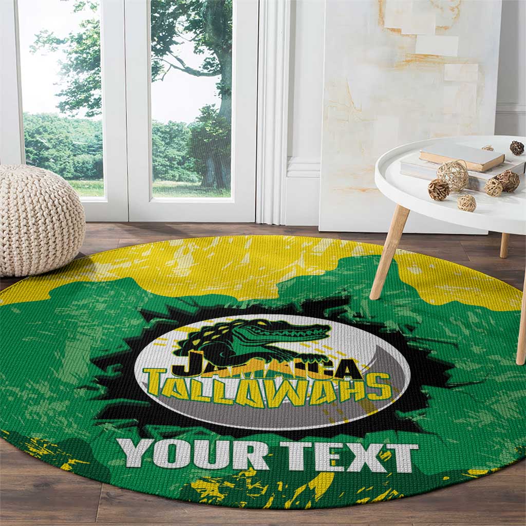 Custom Jamaica Cricket Round Carpet Go Champions Tallawahs Grunge Style
