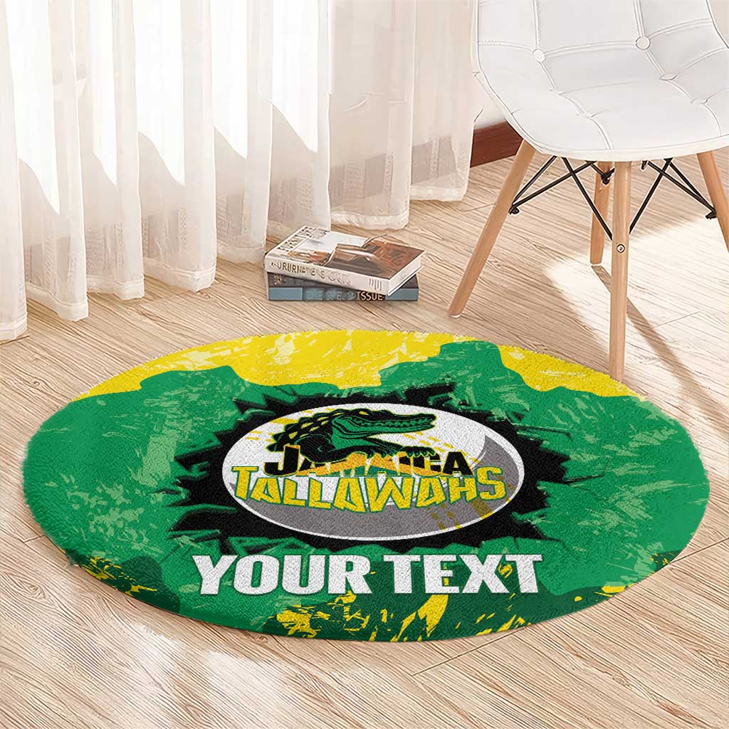 Custom Jamaica Cricket Round Carpet Go Champions Tallawahs Grunge Style