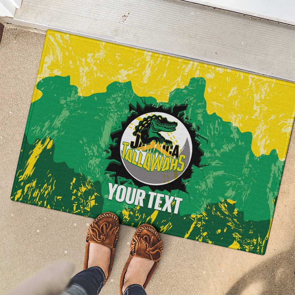 Custom Jamaica Cricket Rubber Doormat Go Champions Tallawahs Grunge Style