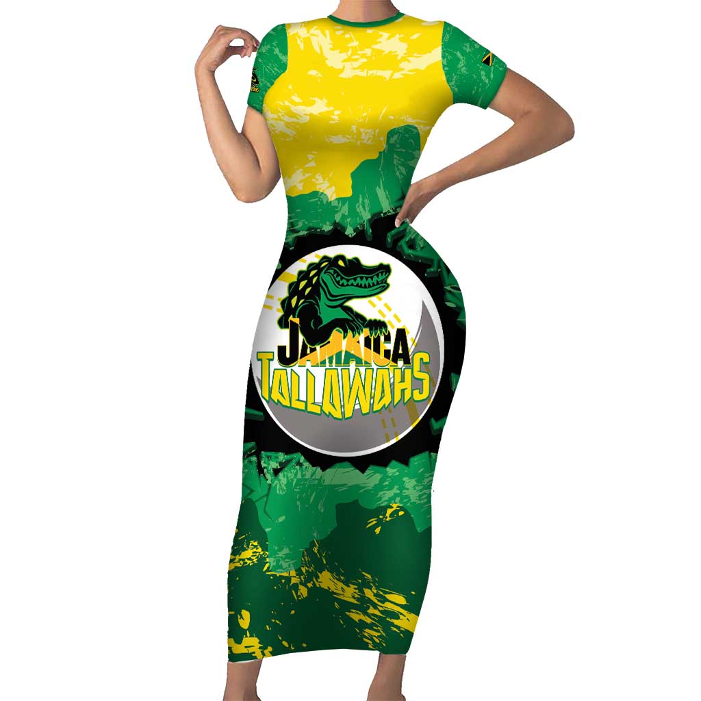 Custom Jamaica Cricket Short Sleeve Bodycon Dress Go Champions Tallawahs Grunge Style