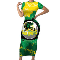 Custom Jamaica Cricket Short Sleeve Bodycon Dress Go Champions Tallawahs Grunge Style