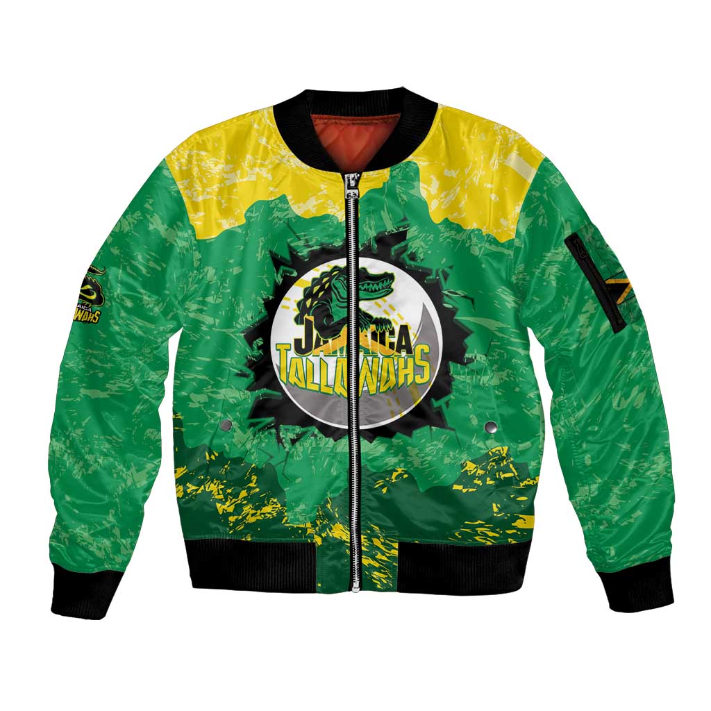 Custom Jamaica Cricket Sleeve Zip Bomber Jacket Go Champions Tallawahs Grunge Style