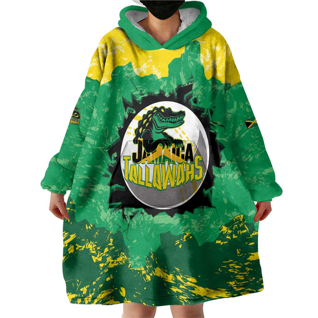 Custom Jamaica Cricket Wearable Blanket Hoodie Go Champions Tallawahs Grunge Style