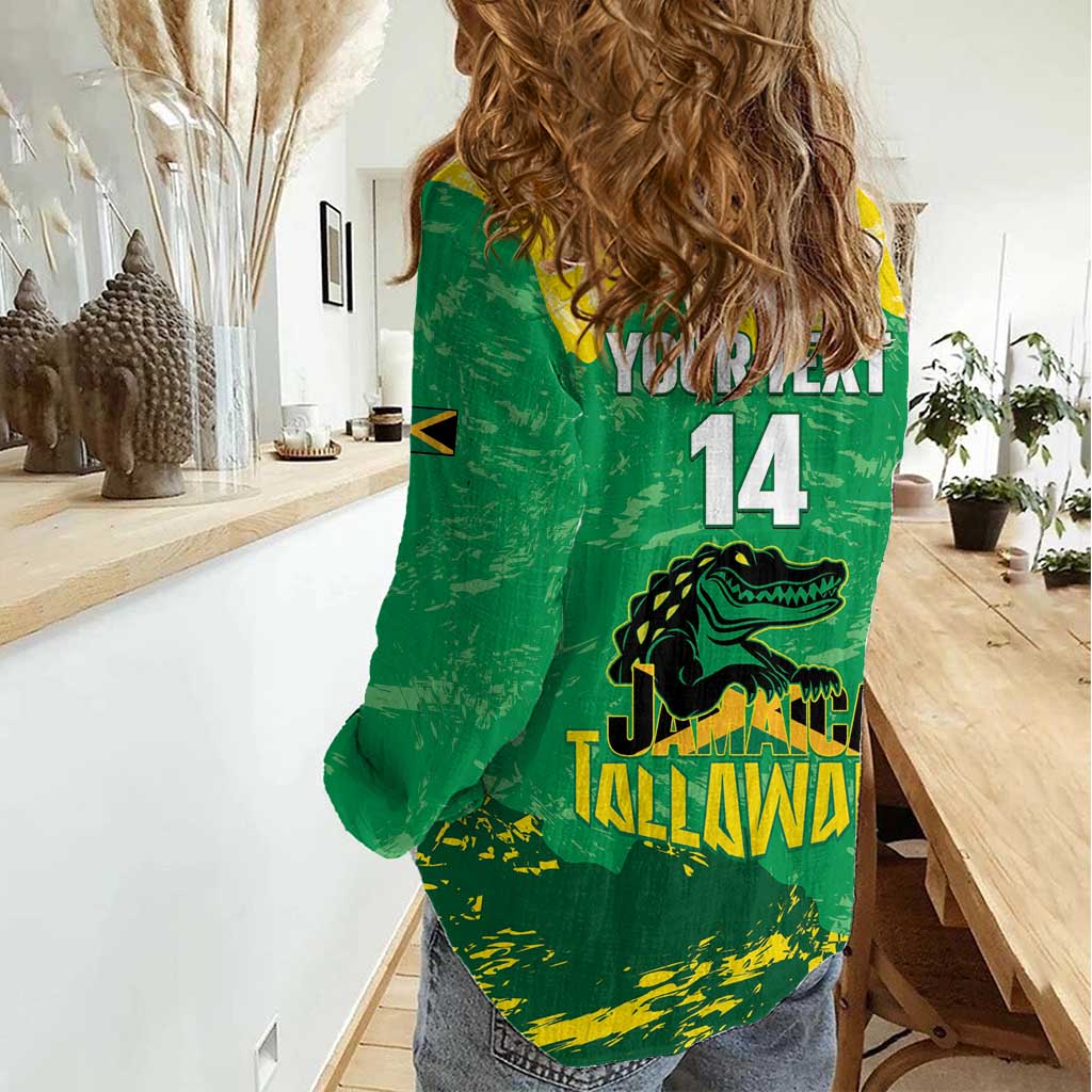 Custom Jamaica Cricket Women Casual Shirt Go Champions Tallawahs Grunge Style
