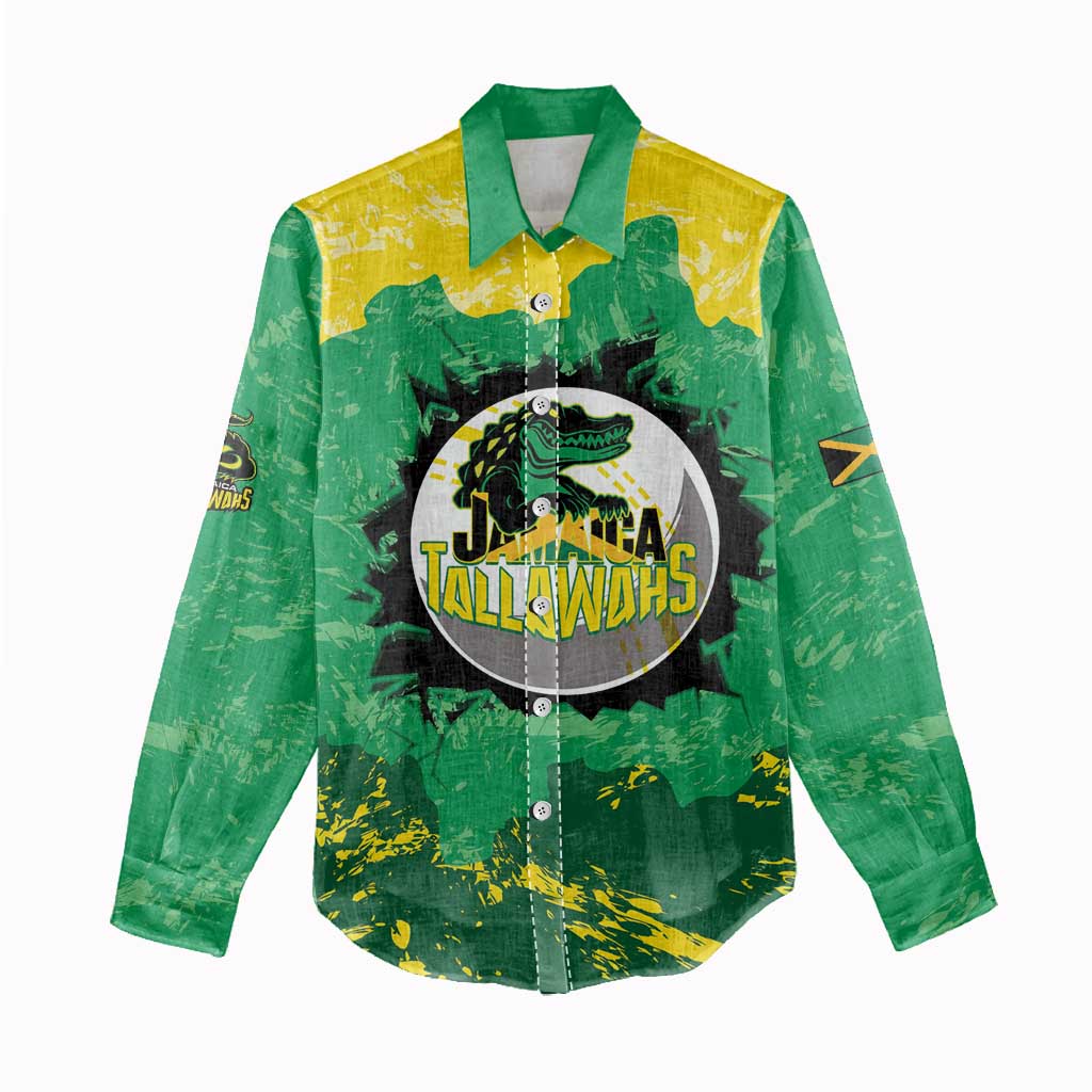 Custom Jamaica Cricket Women Casual Shirt Go Champions Tallawahs Grunge Style