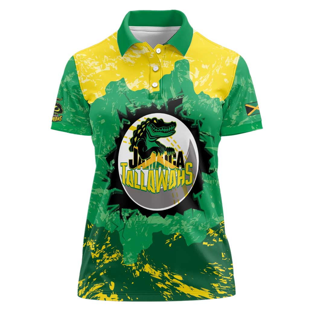 Custom Jamaica Cricket Women Polo Shirt Go Champions Tallawahs Grunge Style
