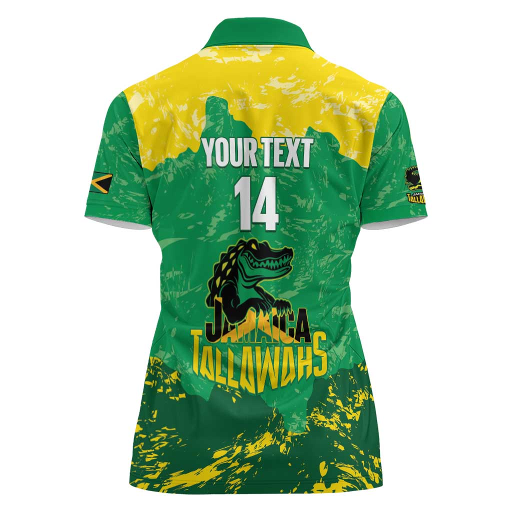 Custom Jamaica Cricket Women Polo Shirt Go Champions Tallawahs Grunge Style