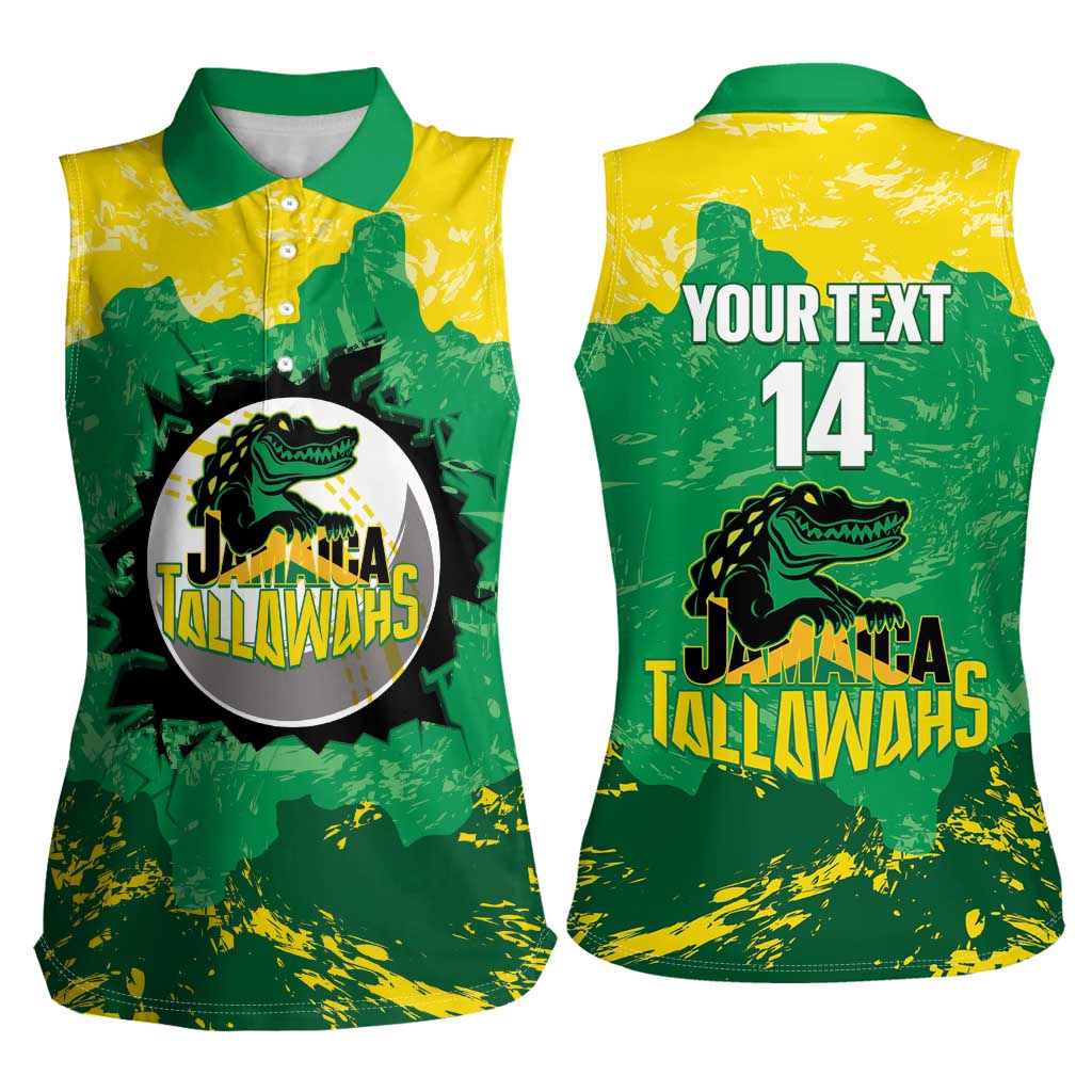 Custom Jamaica Cricket Women Sleeveless Polo Shirt Go Champions Tallawahs Grunge Style