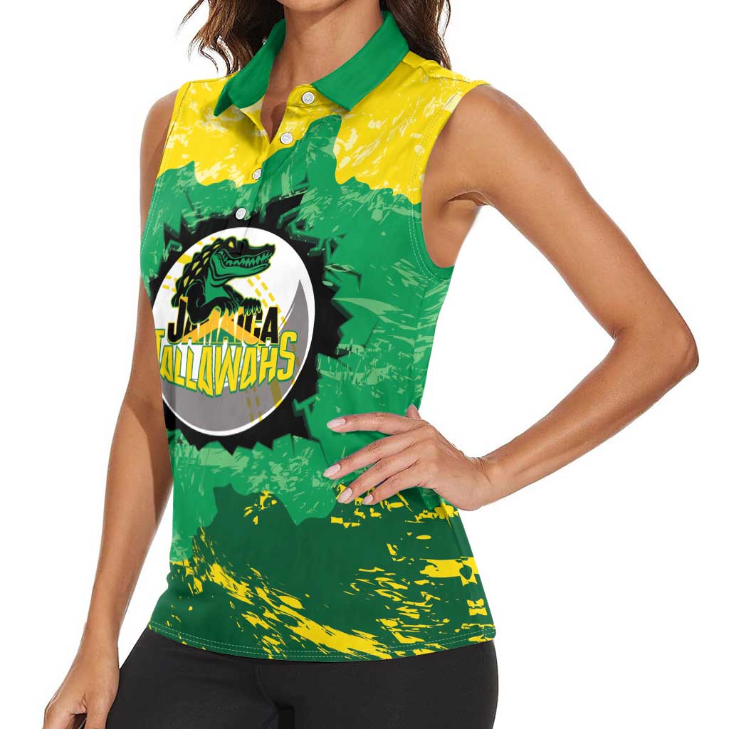 Custom Jamaica Cricket Women Sleeveless Polo Shirt Go Champions Tallawahs Grunge Style