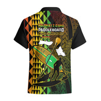 Paddle Board Hawaii Hawaiian Shirt Molokai 2 Oahu World Championships Kakau Pattern - Wonder Print Shop