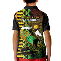 Paddle Board Hawaii Kid Polo Shirt Molokai 2 Oahu World Championships Kakau Pattern - Wonder Print Shop