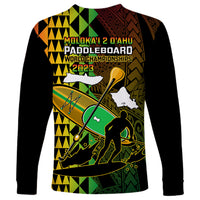 Paddle Board Hawaii Long Sleeve Shirt Molokai 2 Oahu World Championships Kakau Pattern - Wonder Print Shop