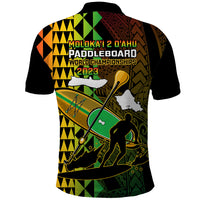 Paddle Board Hawaii Polo Shirt Molokai 2 Oahu World Championships Kakau Pattern - Wonder Print Shop