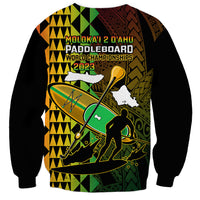 Paddle Board Hawaii Sweatshirt Molokai 2 Oahu World Championships Kakau Pattern - Wonder Print Shop