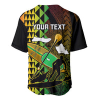 Personalised Paddle Board Hawaii Baseball Jersey Molokai 2 Oahu World Championships Kakau Pattern - Wonder Print Shop