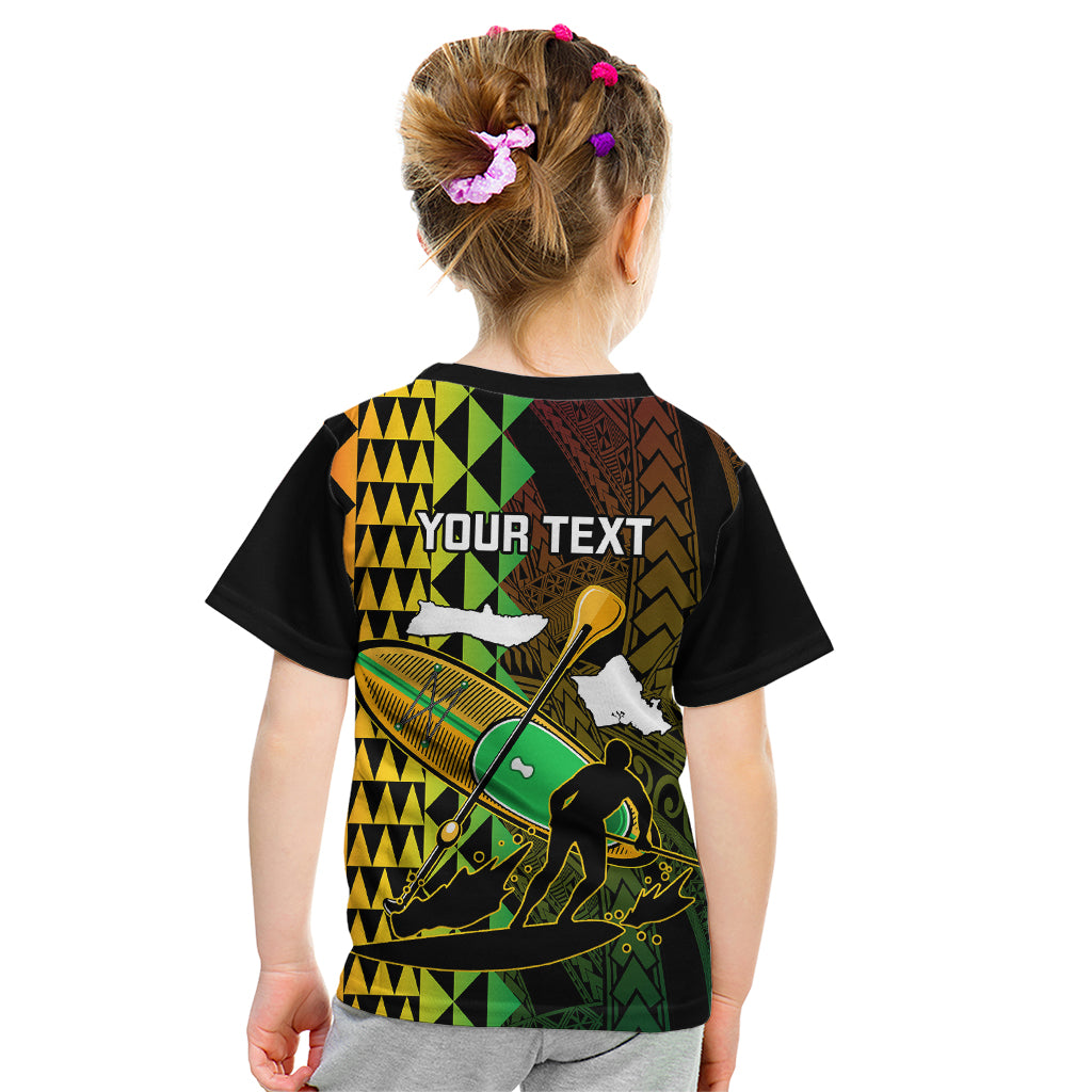 Personalised Paddle Board Hawaii Kid T Shirt Molokai 2 Oahu World Championships Kakau Pattern - Wonder Print Shop