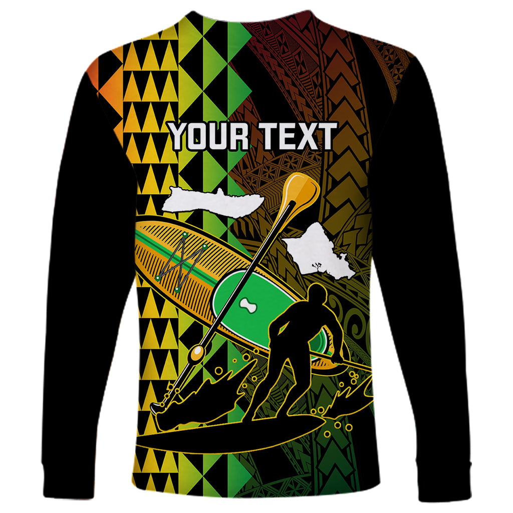Personalised Paddle Board Hawaii Long Sleeve Shirt Molokai 2 Oahu World Championships Kakau Pattern - Wonder Print Shop