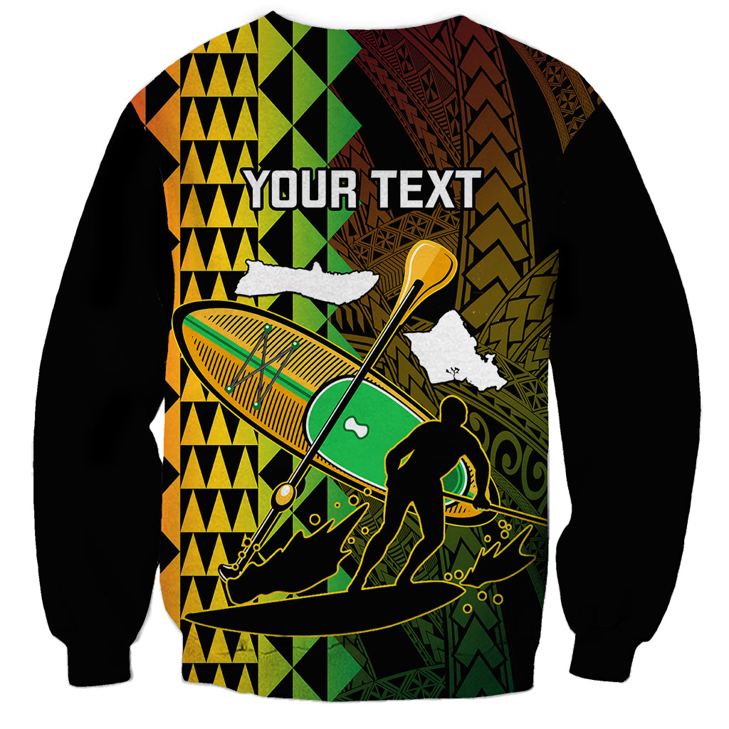 Personalised Paddle Board Hawaii Sweatshirt Molokai 2 Oahu World Championships Kakau Pattern - Wonder Print Shop