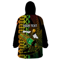 Personalised Paddle Board Hawaii Wearable Blanket Hoodie Molokai 2 Oahu World Championships Kakau Pattern - Wonder Print Shop