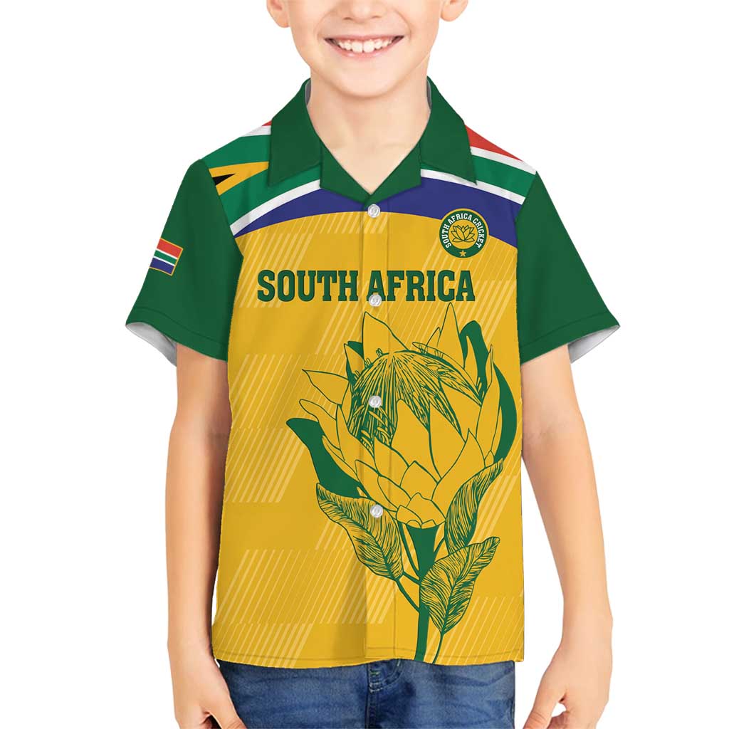 Custom South Africa Cricket Family Matching Long Sleeve Bodycon Dress and Hawaiian Shirt Go Champions World Cup Proteas - Wonder Print Shop
