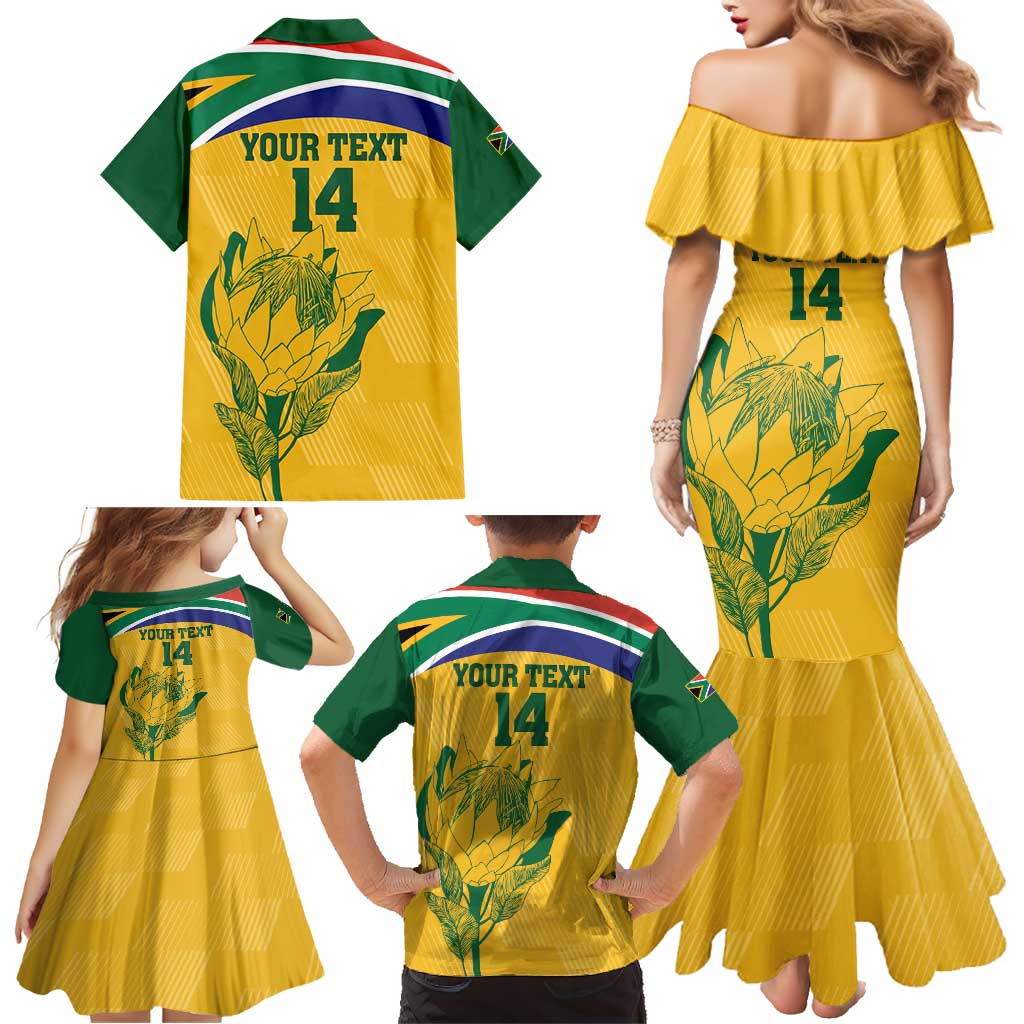 Custom South Africa Cricket Family Matching Mermaid Dress and Hawaiian Shirt Go Champions World Cup Proteas - Wonder Print Shop
