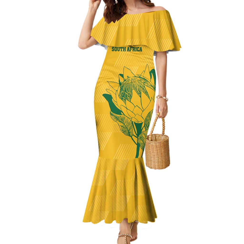 Custom South Africa Cricket Family Matching Mermaid Dress and Hawaiian Shirt Go Champions World Cup Proteas - Wonder Print Shop