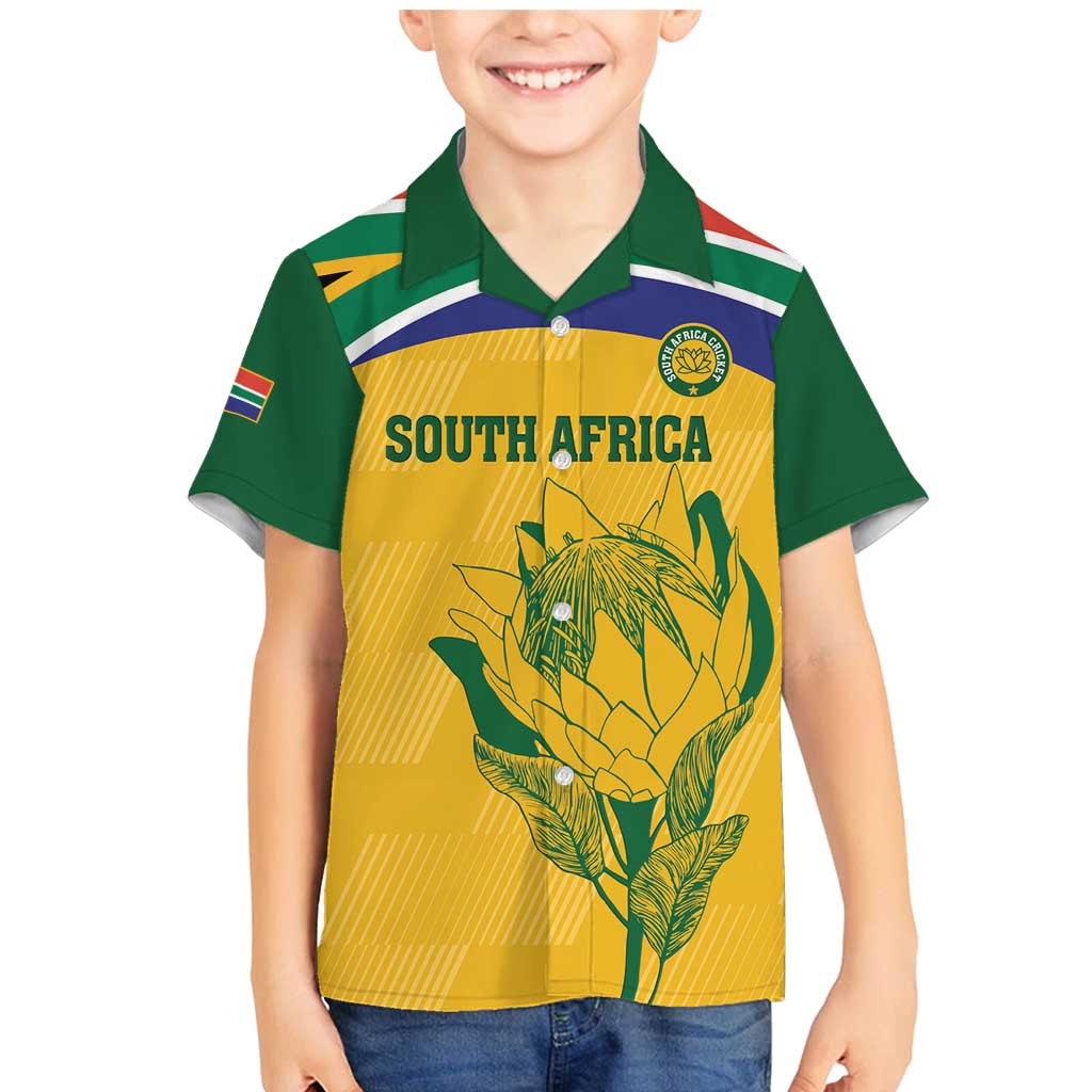 Custom South Africa Cricket Family Matching Mermaid Dress and Hawaiian Shirt Go Champions World Cup Proteas - Wonder Print Shop