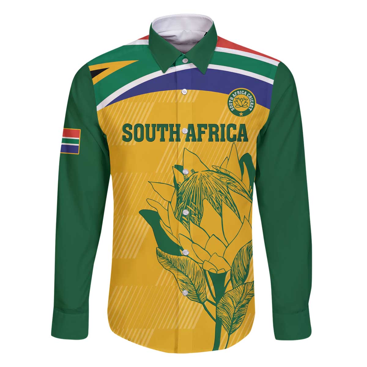 Custom South Africa Cricket Family Matching Off The Shoulder Long Sleeve Dress and Hawaiian Shirt Go Champions World Cup Proteas - Wonder Print Shop