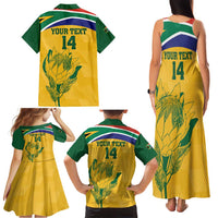 Custom South Africa Cricket Family Matching Tank Maxi Dress and Hawaiian Shirt Go Champions World Cup Proteas - Wonder Print Shop