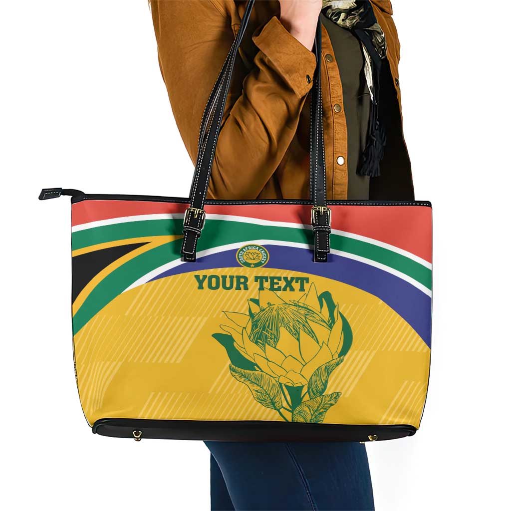 Custom South Africa Cricket Leather Tote Bag Go Champions World Cup Proteas - Wonder Print Shop