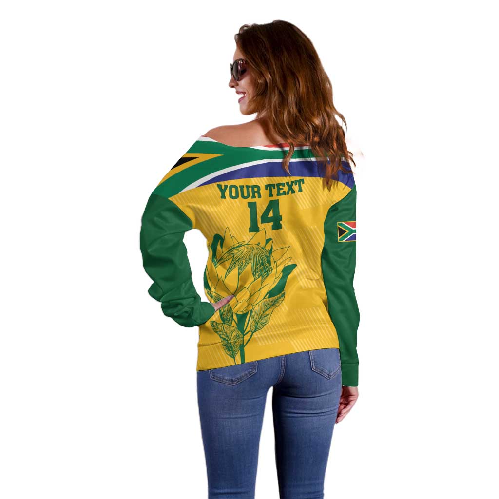 Custom South Africa Cricket Off Shoulder Sweater Go Champions World Cup Proteas - Wonder Print Shop