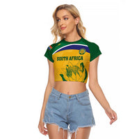 Custom South Africa Cricket Raglan Cropped T Shirt Go Champions World Cup Proteas - Wonder Print Shop