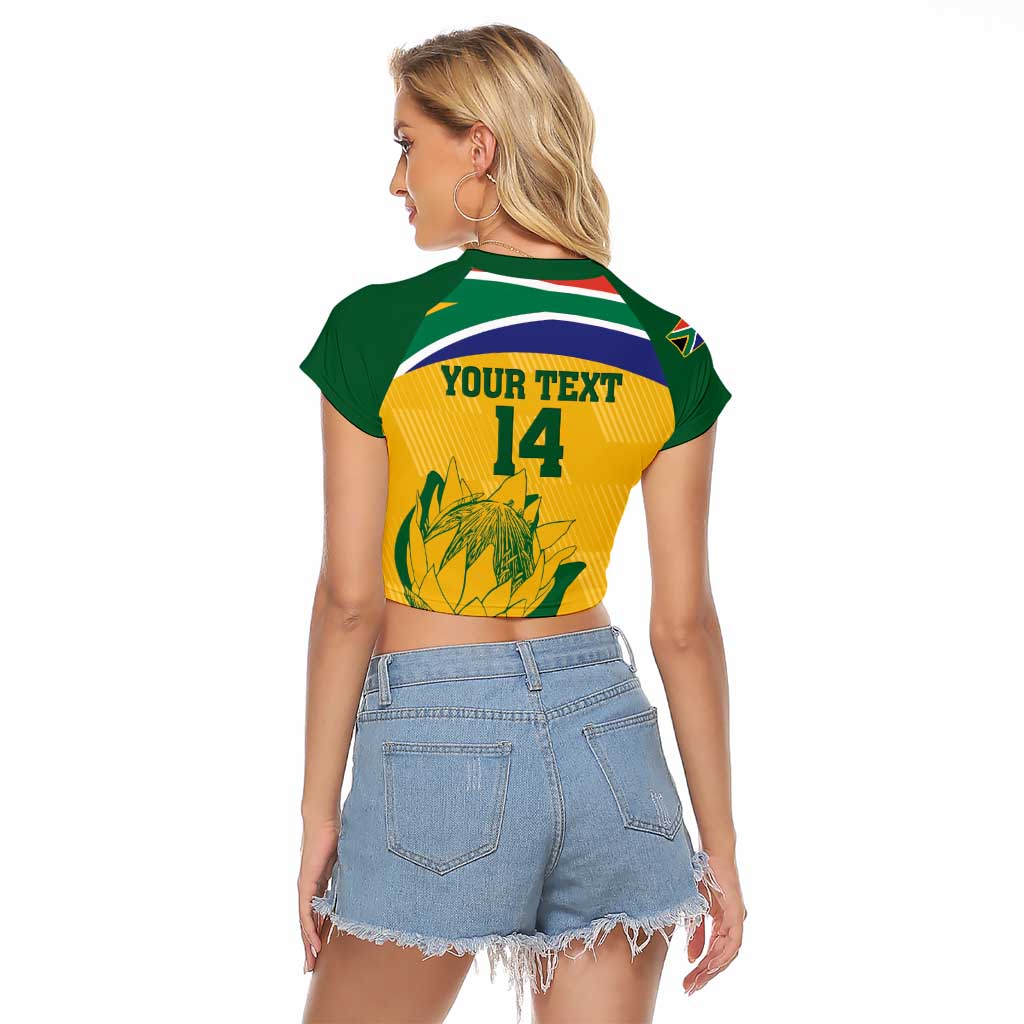 Custom South Africa Cricket Raglan Cropped T Shirt Go Champions World Cup Proteas - Wonder Print Shop