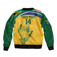 Custom South Africa Cricket Sleeve Zip Bomber Jacket Go Champions World Cup Proteas - Wonder Print Shop