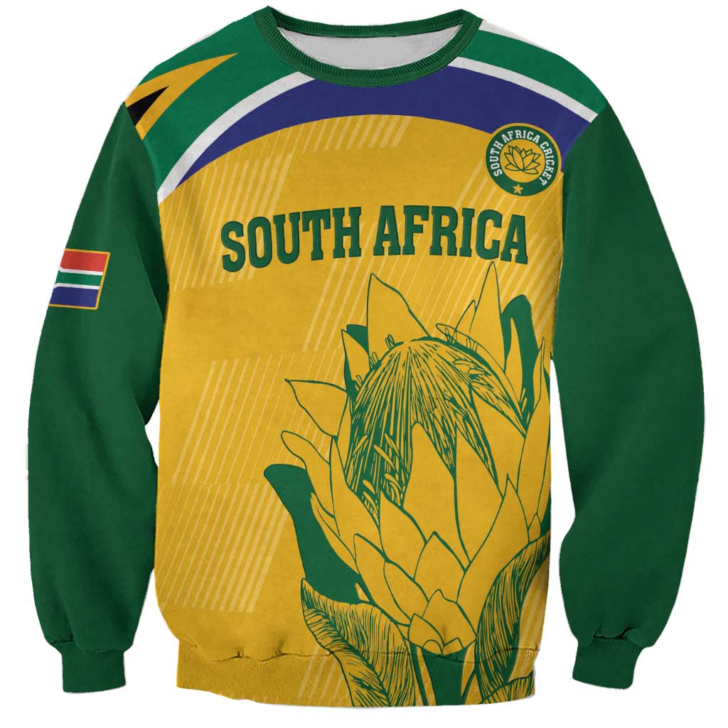 Custom South Africa Cricket Sweatshirt Go Champions World Cup Proteas - Wonder Print Shop