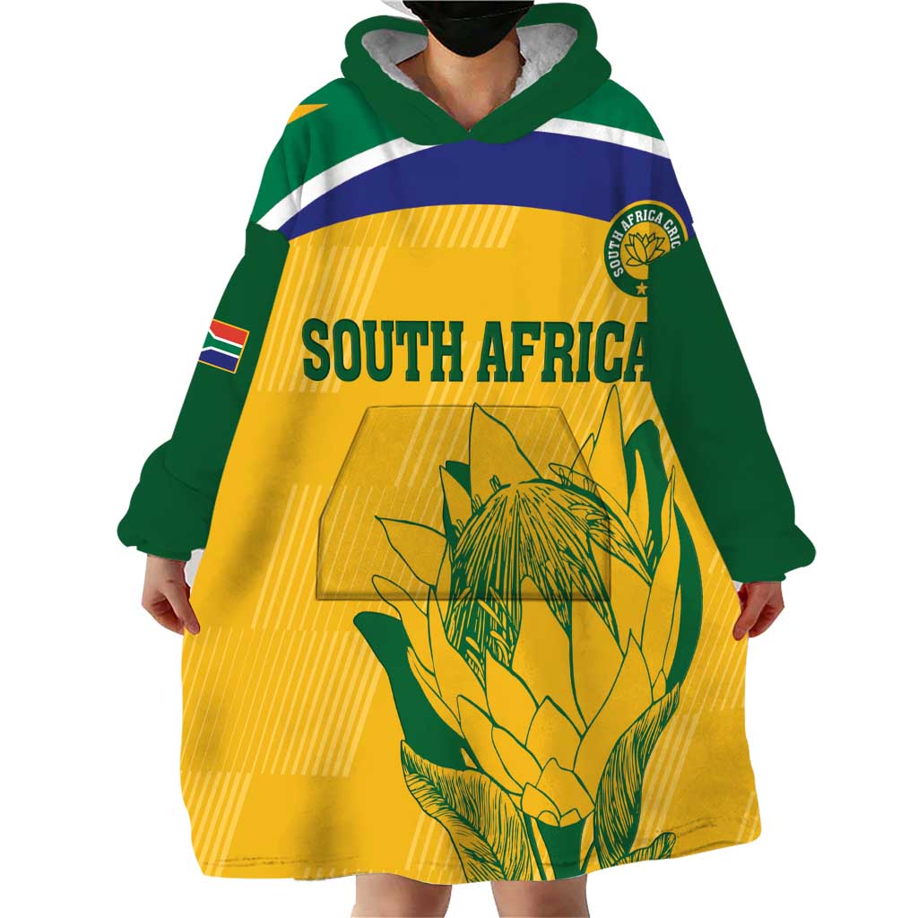 Custom South Africa Cricket Wearable Blanket Hoodie Go Champions World Cup Proteas - Wonder Print Shop