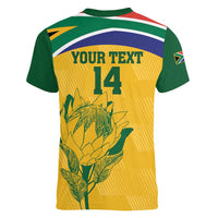 Custom South Africa Cricket Women V-Neck T-Shirt Go Champions World Cup Proteas - Wonder Print Shop