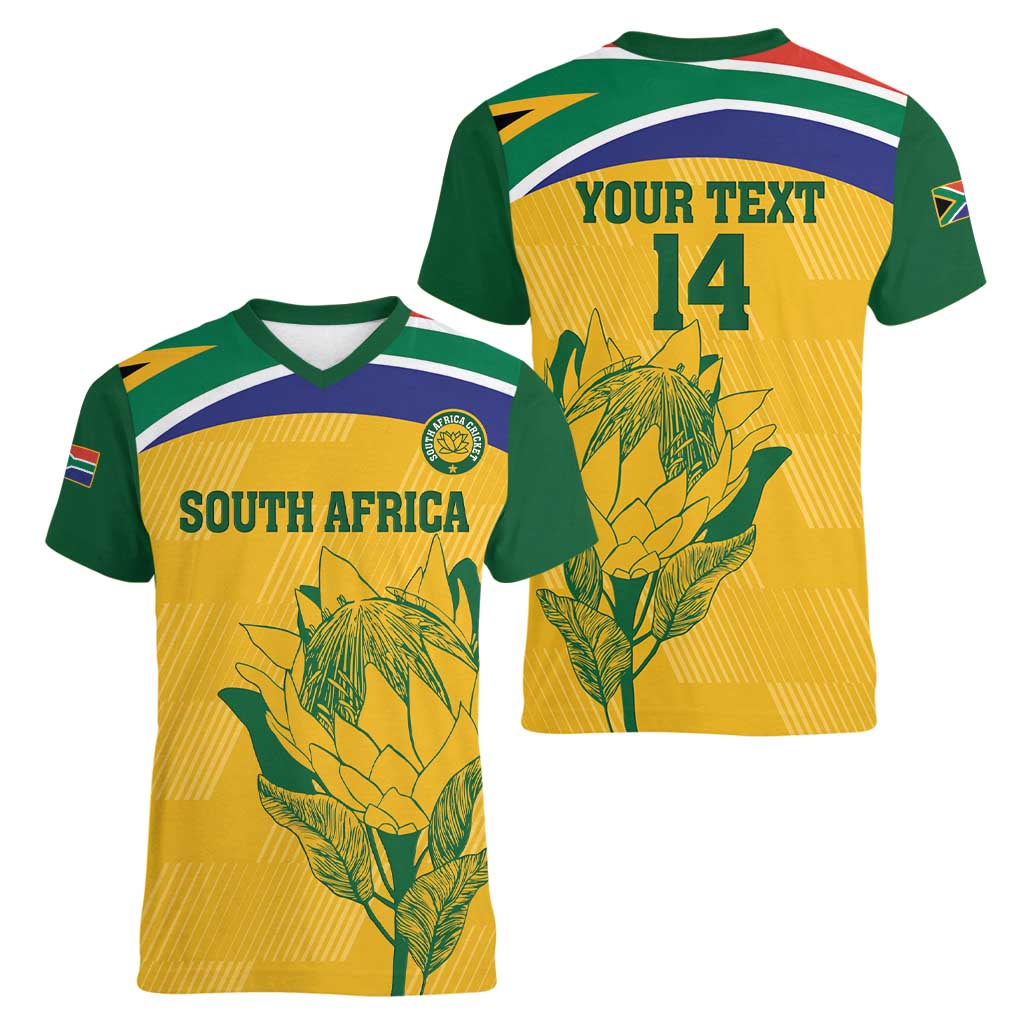 Custom South Africa Cricket Women V-Neck T-Shirt Go Champions World Cup Proteas - Wonder Print Shop
