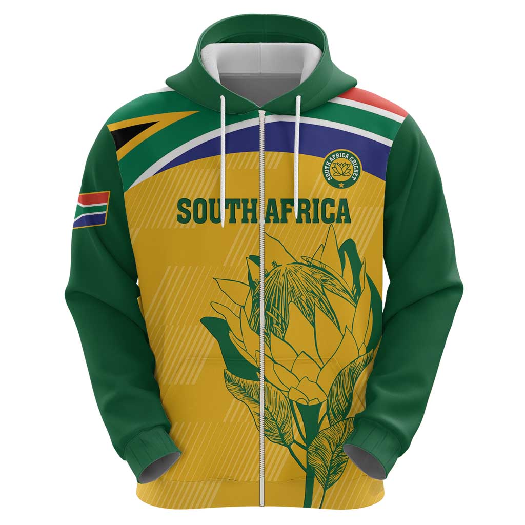 Custom South Africa Cricket Zip Hoodie Go Champions World Cup Proteas - Wonder Print Shop
