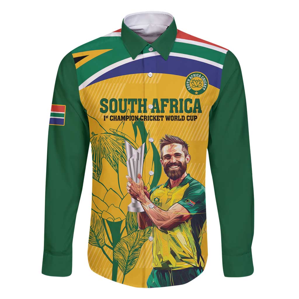 South Africa Cricket Family Matching Long Sleeve Bodycon Dress and Hawaiian Shirt 1st Champions World Cup Proud Of Our Boys - Wonder Print Shop