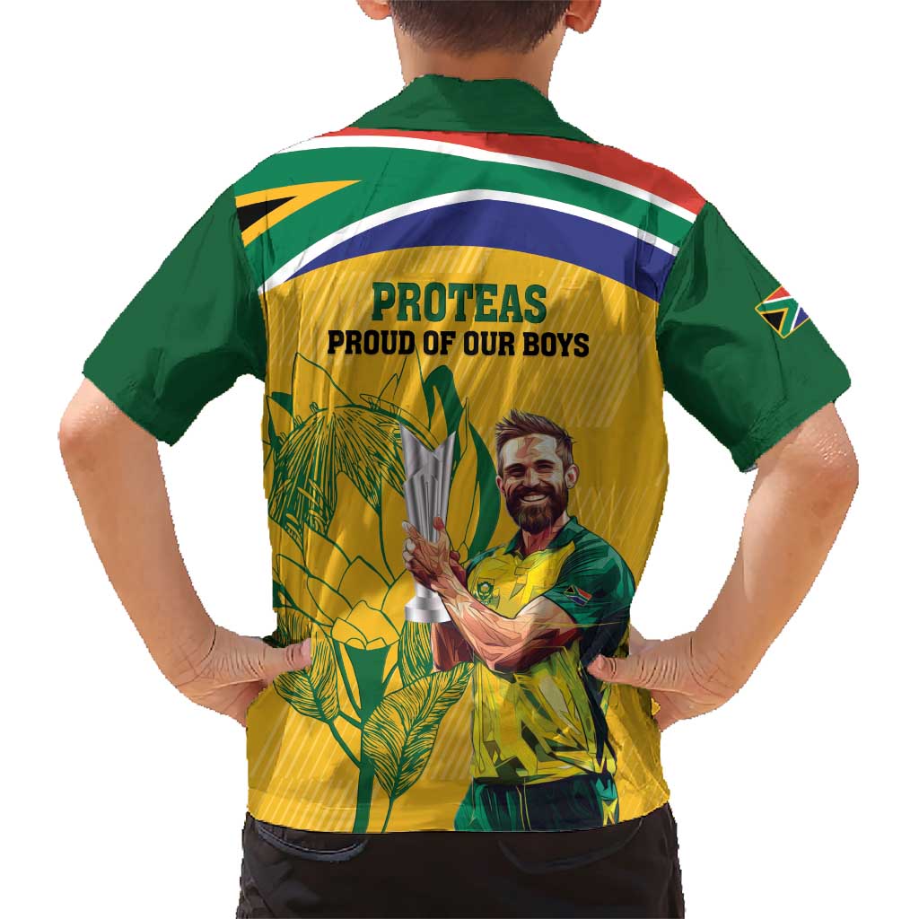 South Africa Cricket Family Matching Short Sleeve Bodycon Dress and Hawaiian Shirt 1st Champions World Cup Proud Of Our Boys - Wonder Print Shop