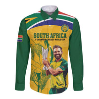 South Africa Cricket Long Sleeve Button Shirt 1st Champions World Cup Proud Of Our Boys - Wonder Print Shop
