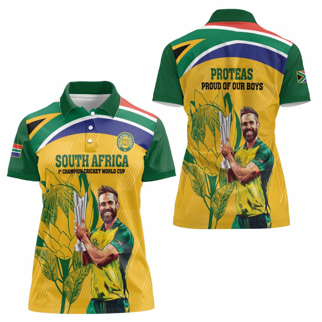 South Africa Cricket Women Polo Shirt 1st Champions World Cup Proud Of Our Boys - Wonder Print Shop
