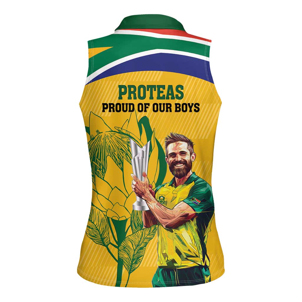 South Africa Cricket Women Sleeveless Polo Shirt 1st Champions World Cup Proud Of Our Boys - Wonder Print Shop