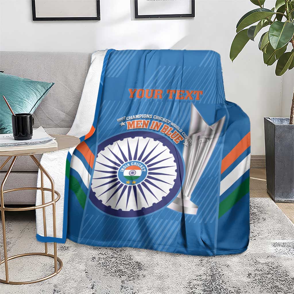 Custom India Cricket Blanket 2nd Champions World Cup Men In Blue