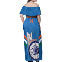 Custom India Cricket Family Matching Off Shoulder Maxi Dress and Hawaiian Shirt 2nd Champions World Cup Men In Blue - Wonder Print Shop