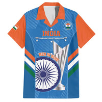 Custom India Cricket Family Matching Tank Maxi Dress and Hawaiian Shirt 2nd Champions World Cup Men In Blue - Wonder Print Shop